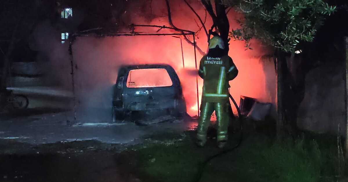 İzmir’de kundaklama şüphesi! Bir araç ve iki motosiklet yandı
